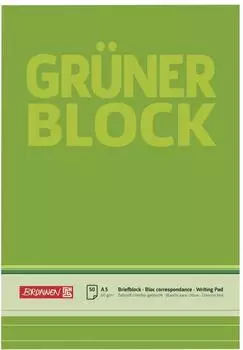 Brunnen Briefblock „Grüner Block“ - A5, liniert, 50 Blatt, grün