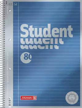 Brunnen Collegeblock Premium Student - A4, Lineatur 21, 80 Blatt, blau