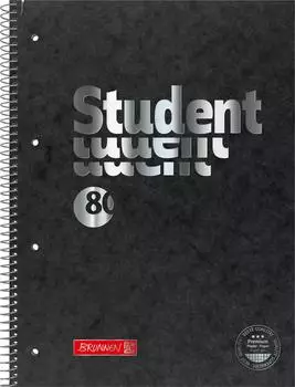 Brunnen Collegeblock Premium Student FACT!plus - A4, Lineatur 28, 80 Blatt, schwarz