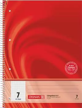 Brunnen Collegeblock Premium Vivendi - A4, Lineatur 7, 40 Blatt, rot