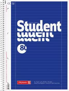Brunnen Collegeblock Student - A4, Lineatur 27, 80 Blatt, blau
