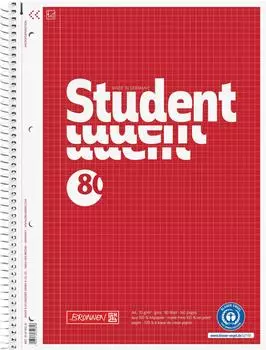 Brunnen Collegeblock Student Recycling - A4, Lineatur 22, 80 Blatt, rot