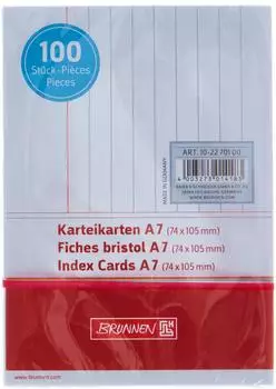 Brunnen Karteikarten - 105×74 mm, A7, liniert, weiß, 100 Stück