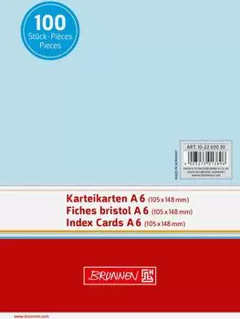 Brunnen Karteikarten - 148×105 mm, A6, unliniert, blau, 100 Stück
