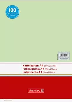 Brunnen Karteikarten - 297×210 mm, A4, unliniert, grün, 100 Stück