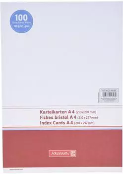 Brunnen Karteikarten - 297×210 mm, A4, unliniert, weiß, 100 Stück