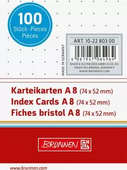 Brunnen Karteikarten - 74×52 mm, A8, dotted, weiß, 100 Stück