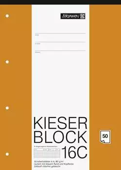 Brunnen KIESER-Block gelocht - A4, Lineatur 23, 50 Blatt, mehrfarbig