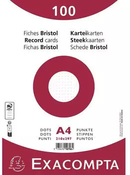 Exacompta Karteikarten gepunktet DIN A4, 100er Pack, wei&szlig; (10706E)