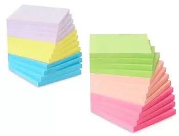 AmazonBasics Linierte Haftnotizen 7,6x7,6cm Gemischt, 24er-Pack (SN-003-B)