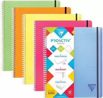 Clairefontaine Proactiv'Book Spiralheft A4+ 160 Seiten kariert 90g PP-Einband (328175C)