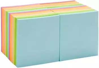 AmazonBasics Quadratische Mini-Haftnotizen 7,6x7,6cm, 24 Stück, Gemischt (AZ33324)