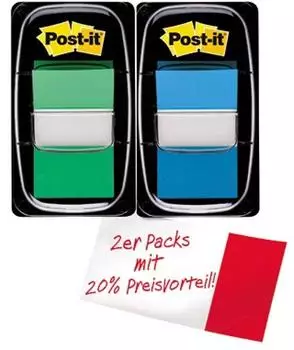 Post-it Post-it Index Haftstreifen 25.4x43.2mm Gr&uuml;n/Blau (70071353539)