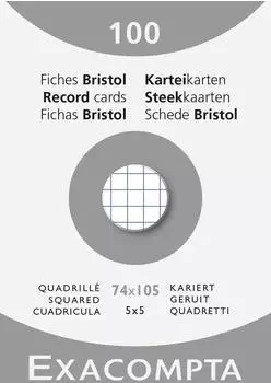 Exacompta Bristol-Karteikarten 74x105mm kariert 5x5 ungelocht, 10x100 St&uuml;ck (13200BPACK)