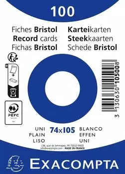 Exacompta Karteikarten blanko DIN A7, 40x100 St&uuml;ck, wei&szlig; (10500SE)