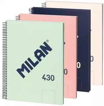 MILAN Spiralheft A4 80 Blatt 95g/m² Hardcover, 4er-Pack (57141E80X4)