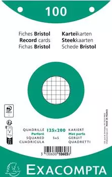 Exacompta Karteikarten kariert 5x5 perforiert 125x200mm, wei&szlig;, 12x100 St&uuml;ck (10603E)