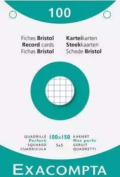 Exacompta Karteikarten A6 kariert 5x5mm gelocht, weiß, 10x100 Stück (13602Epack)