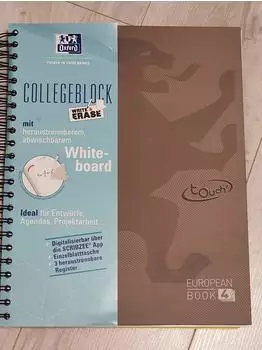 Oxford Touch European Book 4 „Write & Erase" A4+, kariert, 120 Blatt, braun (400132983)