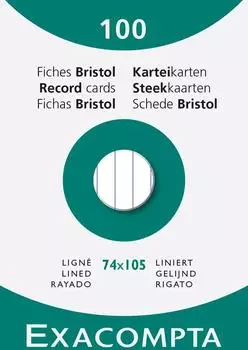 Exacompta Karteikarten liniert, ungelocht, 74x105mm, weiß, 10x100 Stück (13800B)