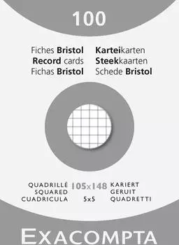 Exacompta Karteikarten kariert 5x5, ungelocht, 105x148mm, weiß, 10x100 Stück (13209EPACK)