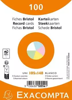 Exacompta Karteikarten A6 blanko sortiert, 20x100 Stück (10554Epack)