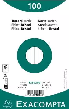 Exacompta Karteikarten liniert 125x200mm, weiß, 100 Stück (10803X)