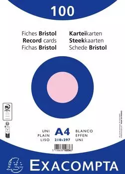 Exacompta Karteikarten A4 blanko, unperforiert, rosa, 100 Stück (10336E)