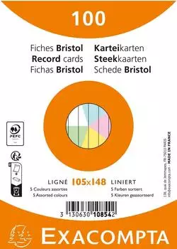 Exacompta Karteikarten A6 liniert, ungelocht, sortiert, 20x100 Stück (10854E)