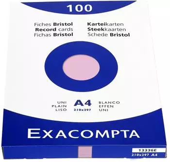 Exacompta Karteikarten DIN A4 blanko rosa 205g/m² (13336E)