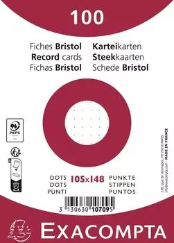 Exacompta Karteikarten A6 dots, weiß, 100 Stück, 20er-Pack (10709E)