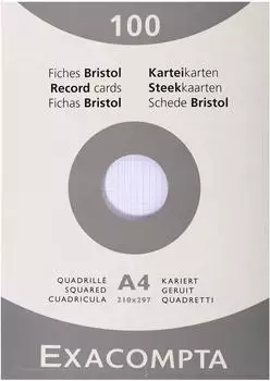 Exacompta Karteikarten A4 kariert, weiß, 100 Stück (13206E)