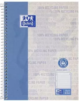 Oxford Recycling Collegeblock A5+ 80 Blatt, liniert, mit Rand links, 90 g/m&sup2;