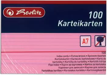 Herlitz Karten A5, wei&szlig;/rosa, 100 St&uuml;ck (1150507)