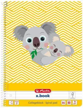 Herlitz Cute Animals Koala Spiralblock A4, liniert, 80 Blatt (50039227)