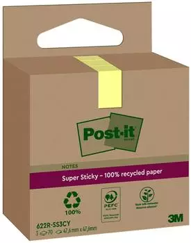 Post-it Super Sticky Recycling Notes 47,6x47,6mm, gelb (7100284575)
