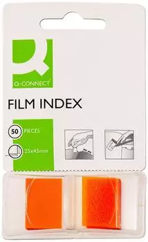 Q-CONNECT Haftstreifen Index 25x43mm orange, 50 Blatt im Spender (KF03636)