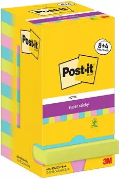 Post-it Super Sticky Notes Cosmic 76x76mm, 12 Bl&ouml;cke (654-SSCOS-P8+4)