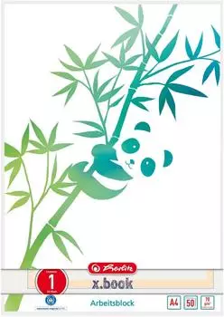 Herlitz Arbeitsblock GREENline A4, 50 Blatt, Lineatur 1, Motiv Panda (50039890)