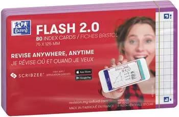 Oxford Flash 2.0 Karteikarten A7+, kariert, lila, 80 St&uuml;ck (400133856)