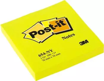 Post-it Haftnotizblock Neon 76x76mm, zitronengelb (654-NY)