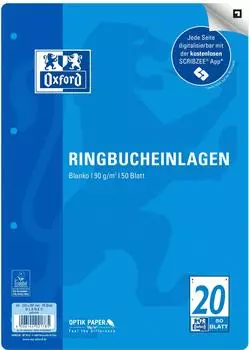 Oxford Ringbucheinlagen A4, blanko, 50 Blatt (400131444)