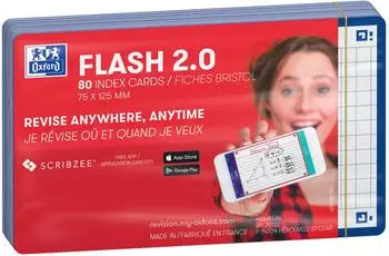Oxford Flash 2.0 Karteikarten A7+, kariert, marineblau, 80 St&uuml;ck (400133853)