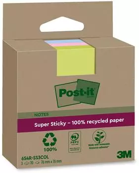 Post-it Super Sticky Recycling Haftnotizen 76x76mm, 3er-Pack (7100284982)