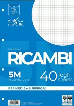 Pigna Ringbucheinlagen A4 kariert 5mm, 4-Loch, 80g/m², 40 Blatt (00629035M-S)