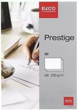 Elco Prestige Briefkarten A6, hochwei&szlig;, satiniert, 200g/m&sup2;, 50 St&uuml;ck (73104.12)