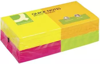 Q-CONNECT Haftnotizen 76x76mm Neonfarben sortiert, 80 Blatt (KF10508)