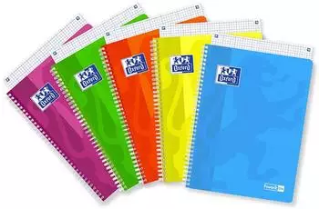 Favorit Favorit Spiralheft A4, 5mm-Karos, 90g, Neon sortiert, 5er-Pack (400139394)