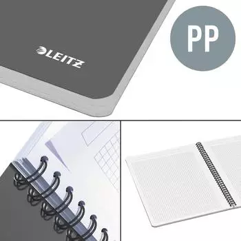 Leitz Office Collegeblock A5 kariert, Spiralbindung, grau (44981085)