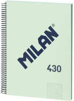 MILAN Heft A4 kariert 5x5mm, 80 Blatt, harter Einband, grün (57143E80GR)